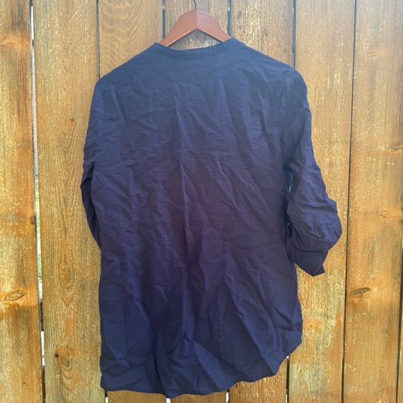 JM COLLECTION Women’s Navy Blue Button Down 3/4 Sleeve Shirt Blouse Size 6 - Picture 7 of 10